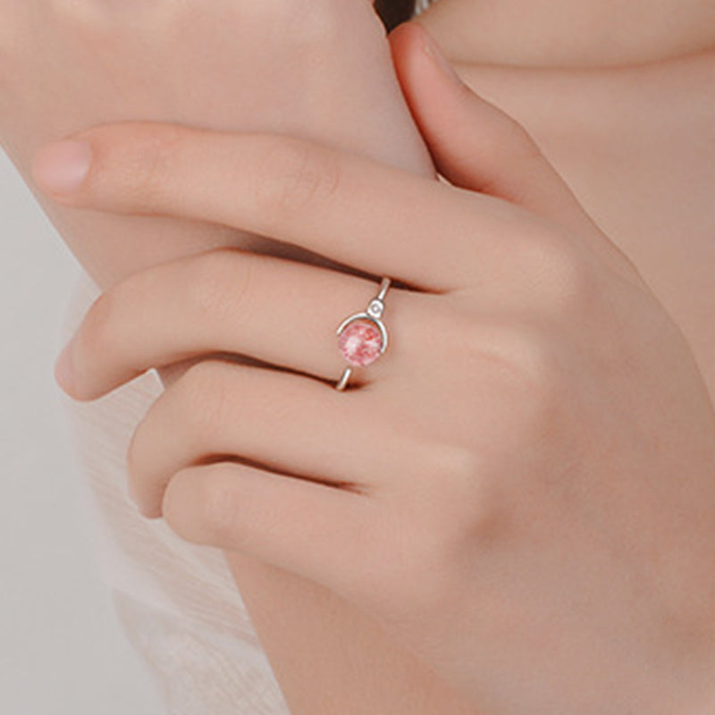 Ring Rosenquarz mit Kristall elegant Liebe Energie Schutz