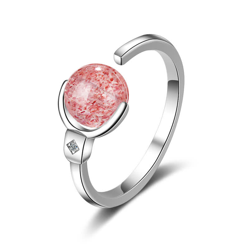 Ring Rosenquarz aus Silber elegant Glück Fengshui Schutz Wohlbefinden Chakra
