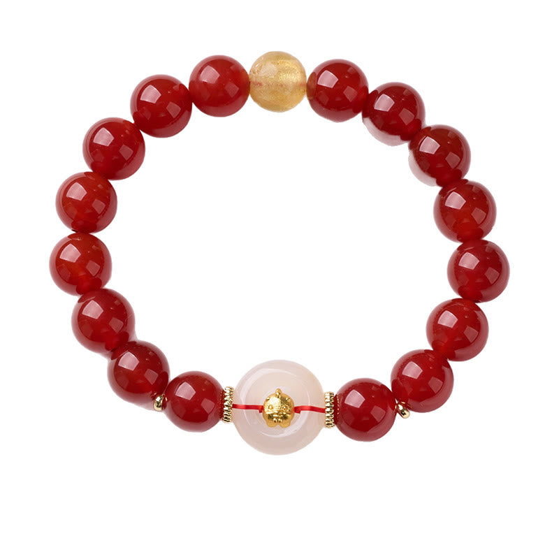 Armband Roter Achat Chalcedon Friedensschnalle Selbstvertrauen Perlen Schmuck Handgelenk