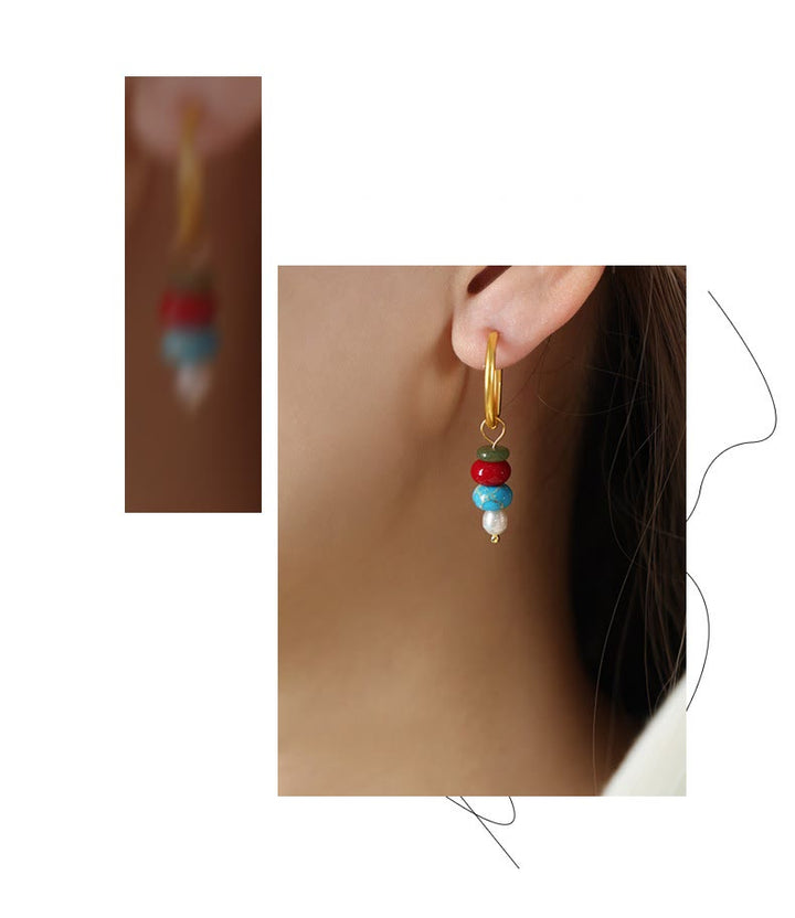 Ohrringe Roter Achat Perle Marnyi-Stein getragen Boho Schmuck spirituell Ohrhänger