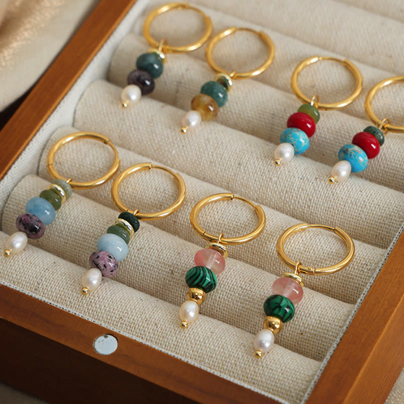 Ohrringe Roter Achat Perle Marnyi-Stein bunte Edelstein Creolen Boho Schmuck