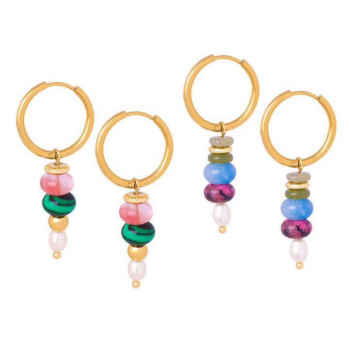Ohrringe Roter Achat Perle Marnyi-Stein Gold Creolen Boho Schmuck bunt