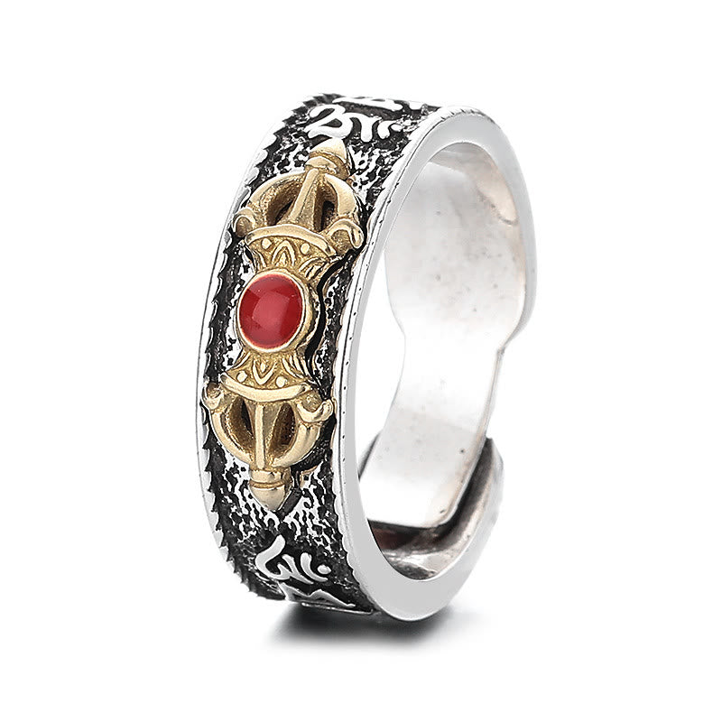 Ring Roter Achat Dorje Vajra – Weisheit Kupfer Silber Dorje