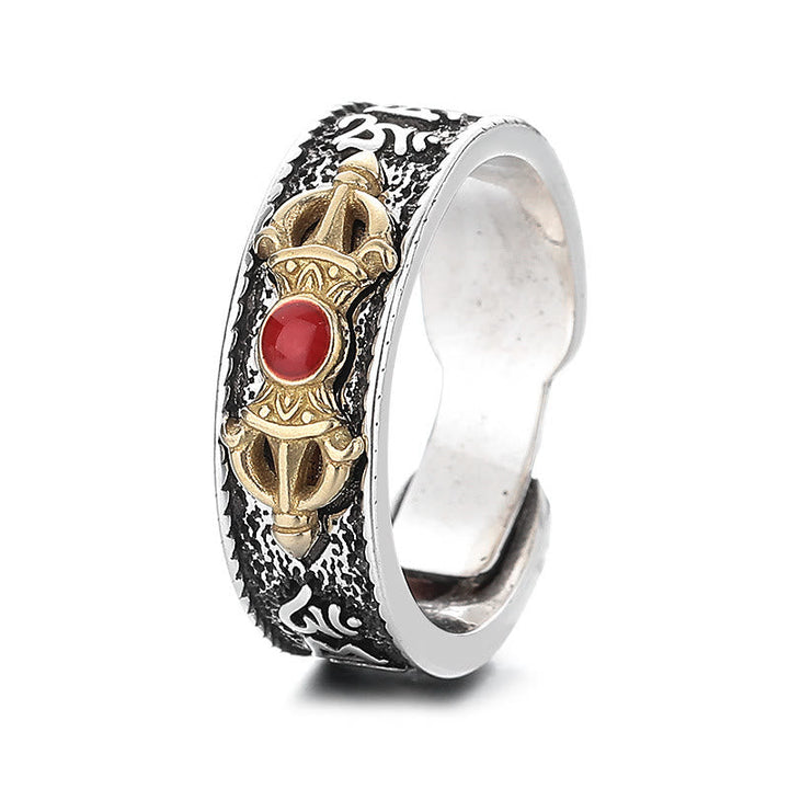 Ring Roter Achat Dorje Vajra – Weisheit Kupfer Silber Dorje