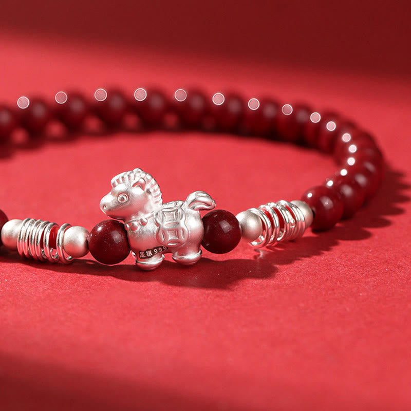 Armband 925 Silber Roter Achat Ruhe Pferd Anhänger Handgelenk Schmuck