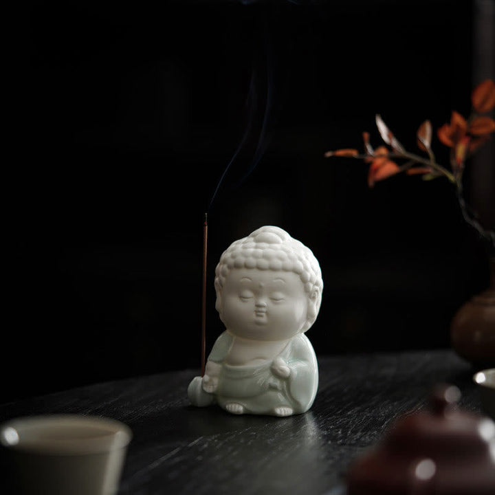 Rückfluss Räucherkegel Buddha Keramik Deko Glücksbringer