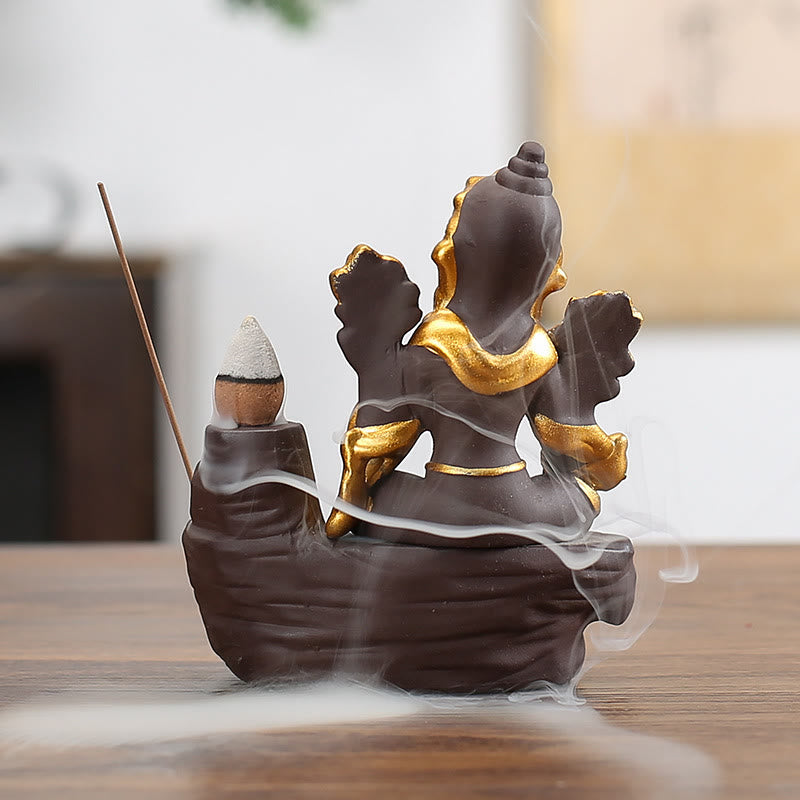 Rückfluss Räucherkegel Ganesha Elefant Ton Deko