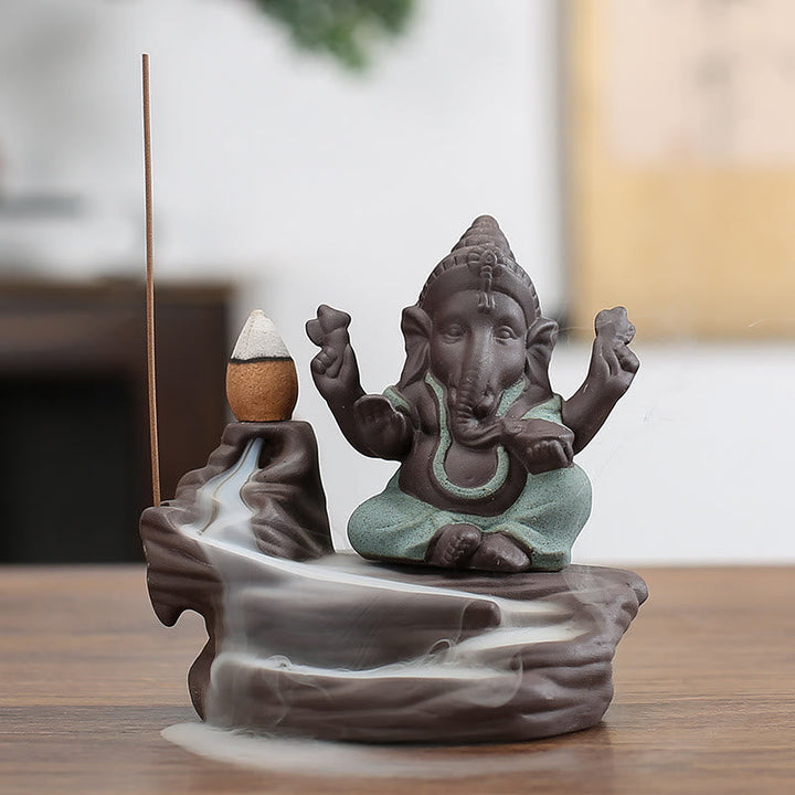 Rückfluss Räucherkegel Ganesha Elefant Ton Wohnzimmer