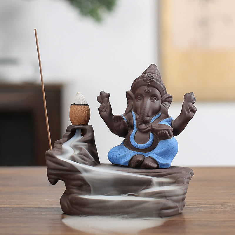 Rückfluss Räucherkegel Ganesha Elefant Ton