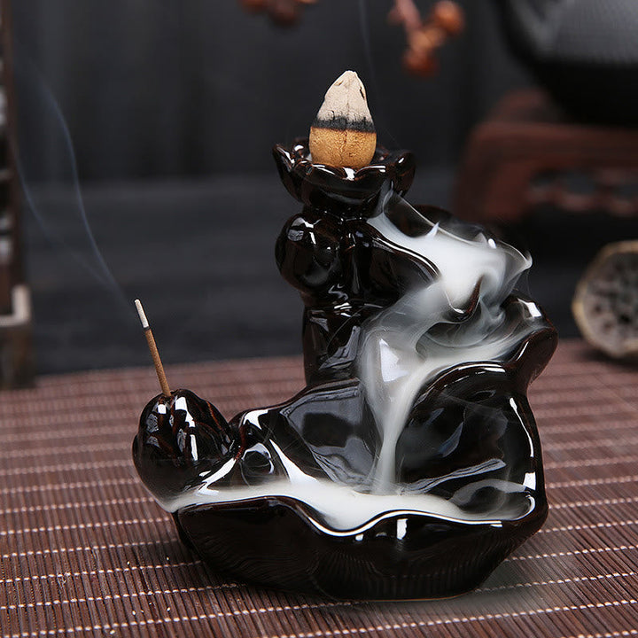 Rückfluss Räucherkegel Wasserfall Keramik Feng Shui
