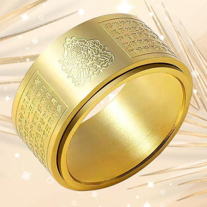 Titanstahl Ring Herzsutra Gravur Zen Buddhismus Ruhe Meditation