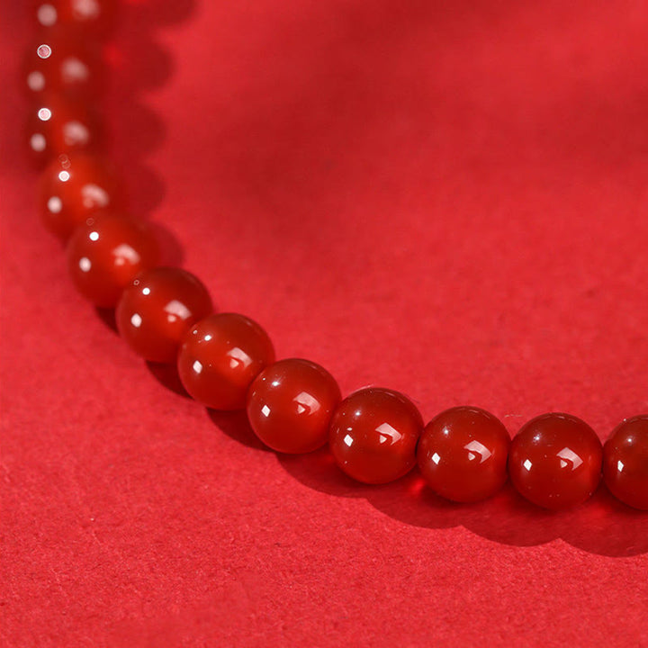 Armband 925 Silber Roter Achat Ruhe Perlen Nahaufnahme Edelstein Schmuck