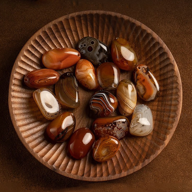 Schlüsselanhänger Sardonyx Sandelholz – Positivität Edelsteine Holzschale natürlich spirituell