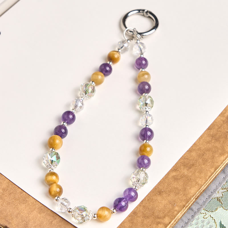 Schlüsselanhänger Amethyst Tigerauge – Balance