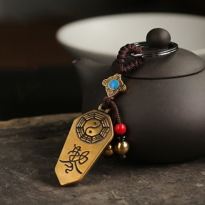 Schlüsselanhänger Bagua Yin Yang Kupfer