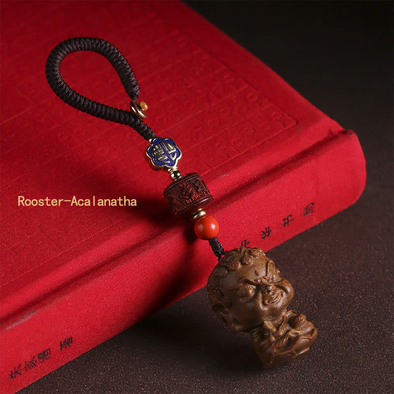 Schlüsselanhänger Buddha Sandelholz Om Mani Rooster-Acalanatha