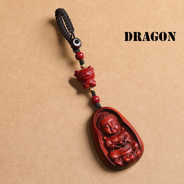 Schlüsselanhänger Buddha Sandelholz Tierkreis Dragon