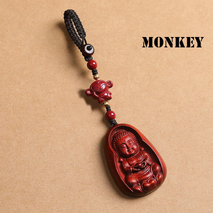 Schlüsselanhänger Buddha Sandelholz Tierkreis Monkey