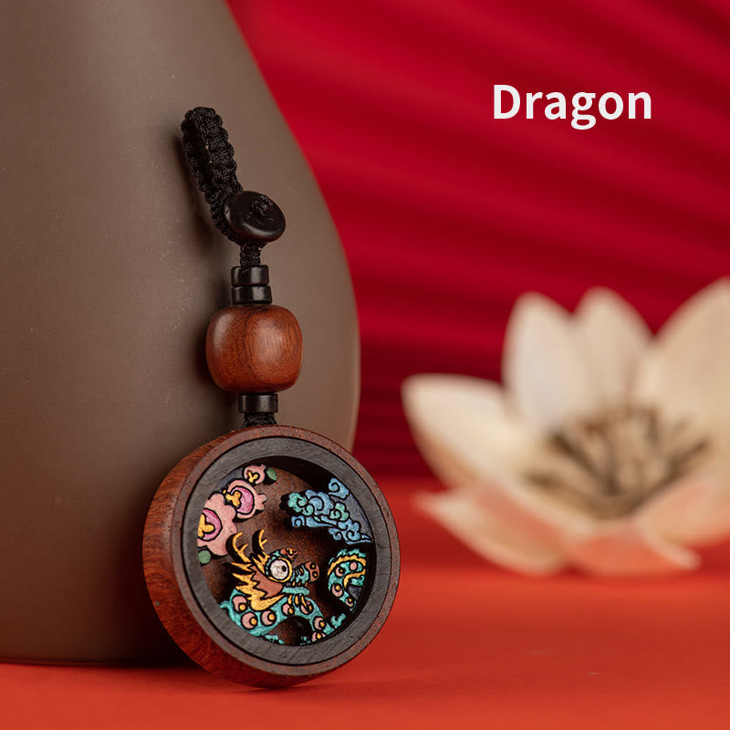 Schlüsselanhänger Drache Rosenholz – Ruhe