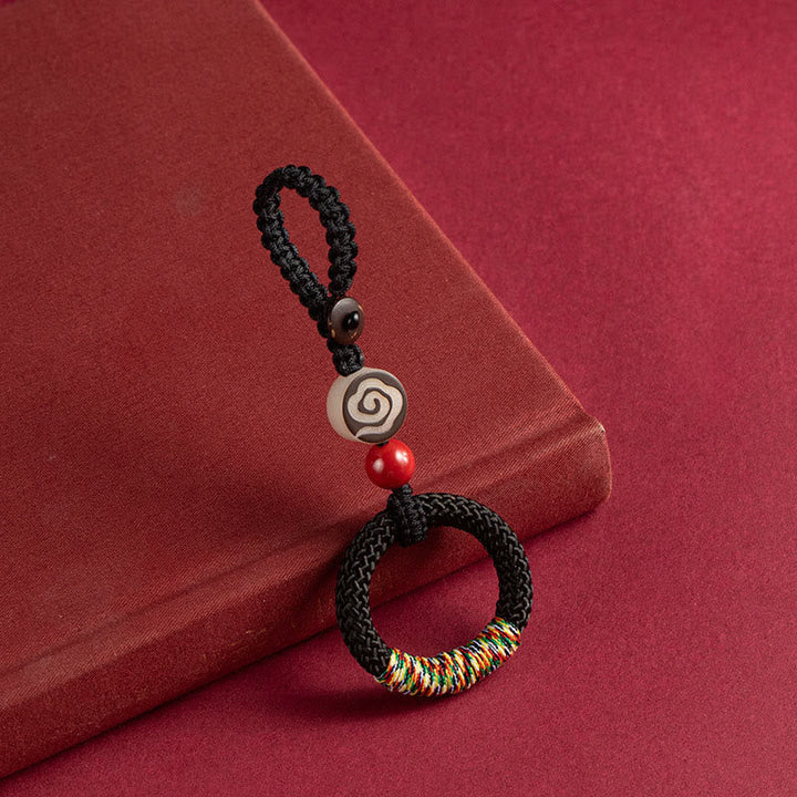 Schlüsselanhänger Elfenbeinnuss Zinnober Black Key Chain