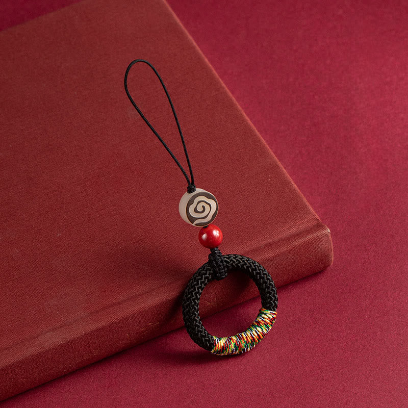 Schlüsselanhänger Elfenbeinnuss Zinnober Black Phone Hanging Decoration