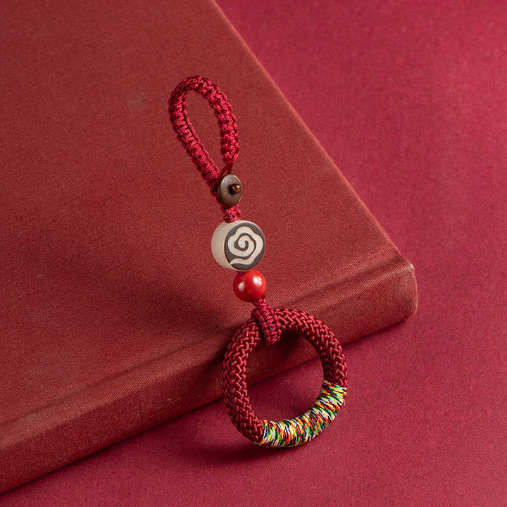 Schlüsselanhänger Elfenbeinnuss Zinnober Red Key Chain