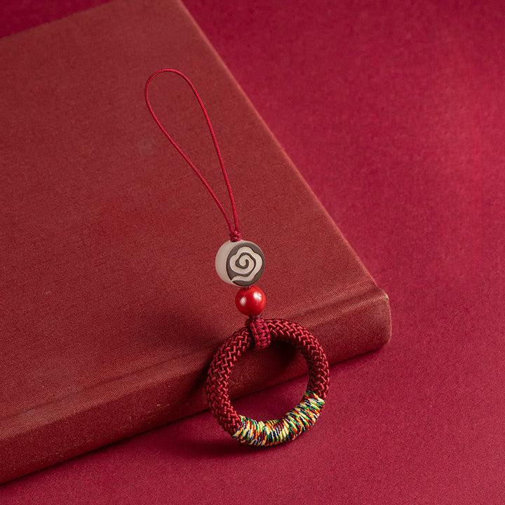 Schlüsselanhänger Elfenbeinnuss Zinnober Red Phone Hanging Decoration