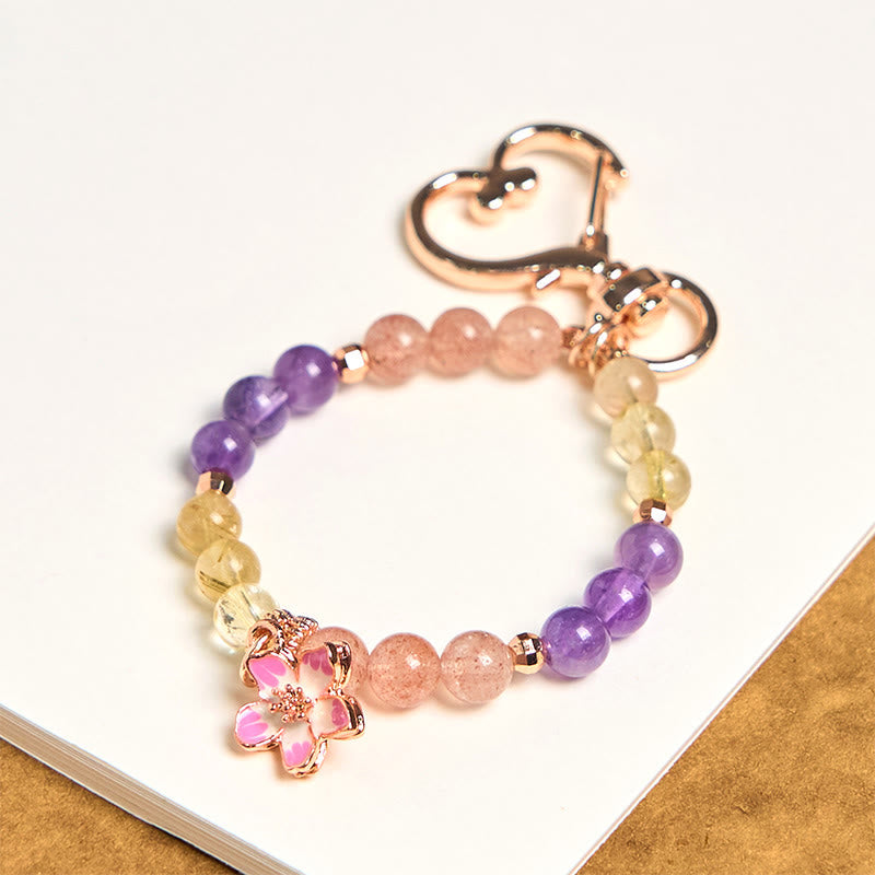 Schlüsselanhänger Erdbeerquarz Amethyst Citrin
