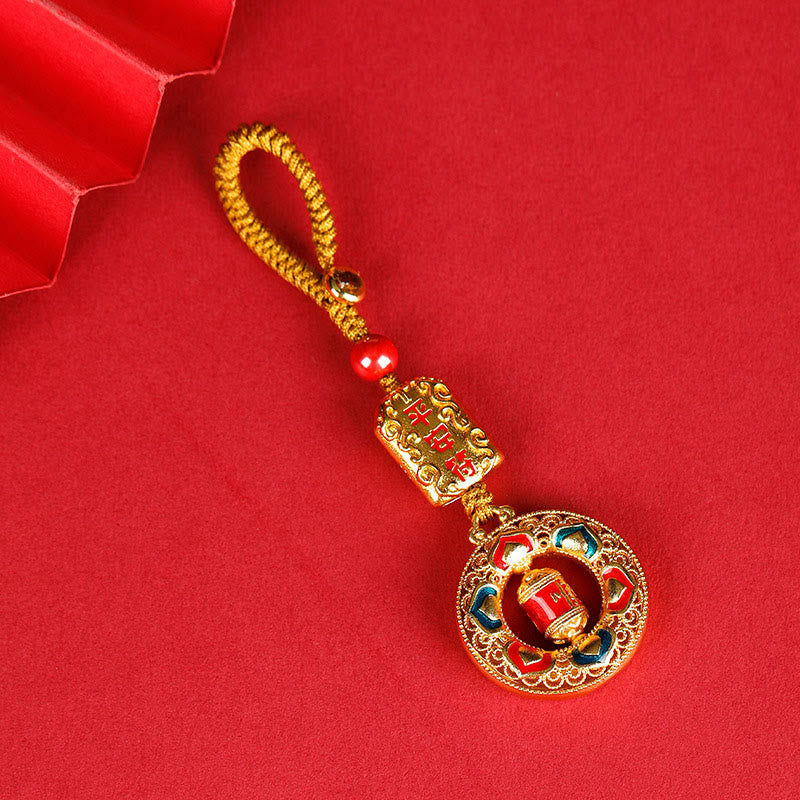Schlüsselanhänger Gebetsmühle Kupfer – Wohlstand Peace Talisman