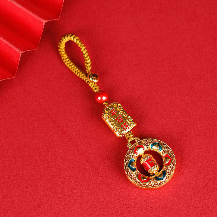 Schlüsselanhänger Gebetsmühle Kupfer – Wohlstand Peace Talisman