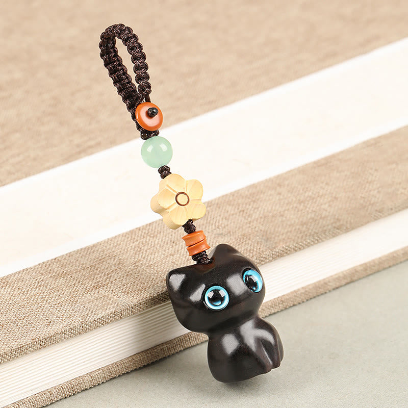 Schlüsselanhänger Glückskatze Sandelholz Key Chain
