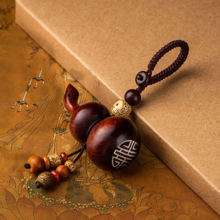 Schlüsselanhänger Kürbis Sandelholz – Schutz & Glück Small Leaf Red Sandalwood Gourd