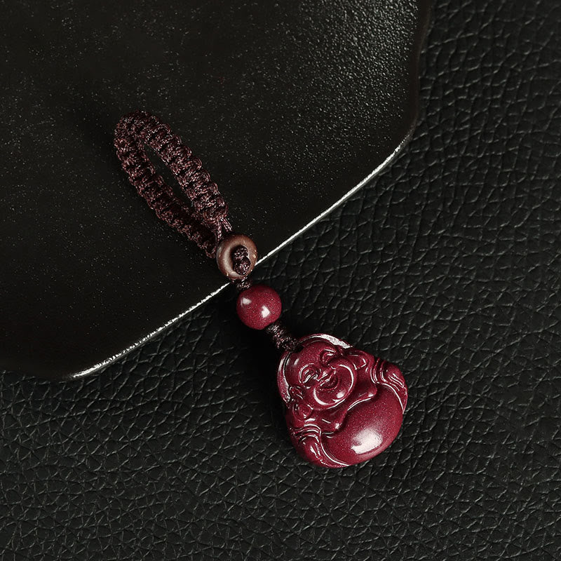 Schlüsselanhänger Lachender Buddha Zinnober Key Chain