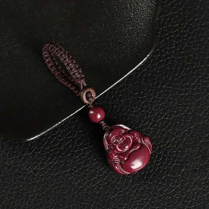Schlüsselanhänger Lachender Buddha Zinnober Key Chain