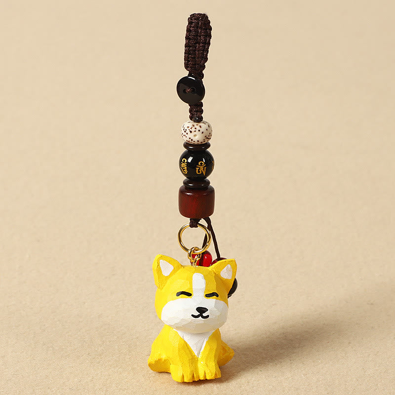 Schlüsselanhänger Lindenholz Tierkreis – Schutz Dog 4cm(Color Shape and Size May vary)