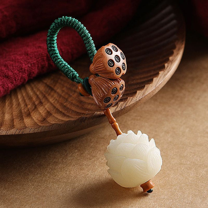 Schlüsselanhänger Lotus Bodhi Pfirsichholz 1