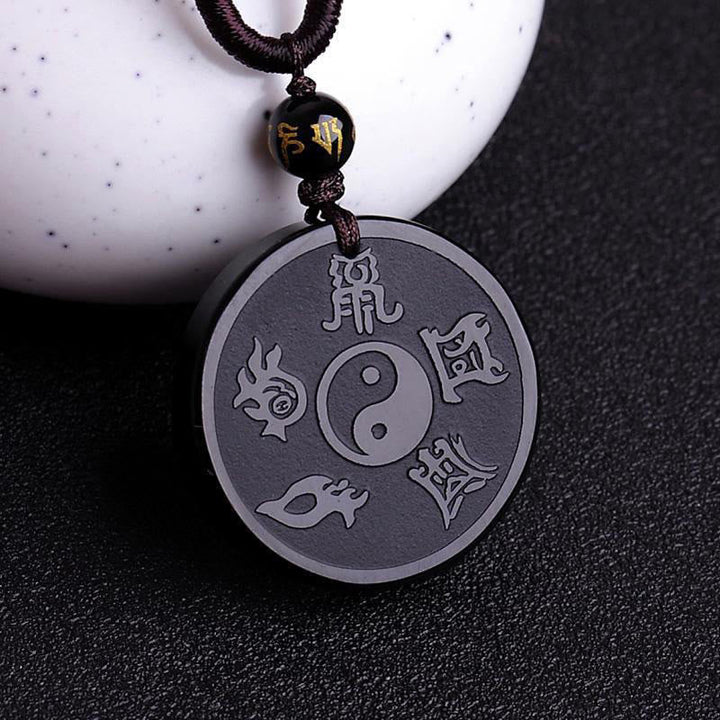 Schlüsselanhänger Obsidian Yin Yang – Stärke