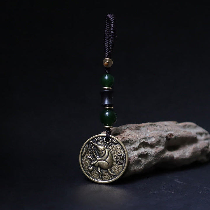 Schlüsselanhänger Pferd Bagua Kupfer Copper Brass Monkey