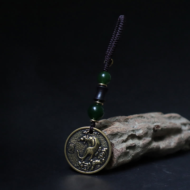 Schlüsselanhänger Pferd Bagua Kupfer Copper Brass Tiger