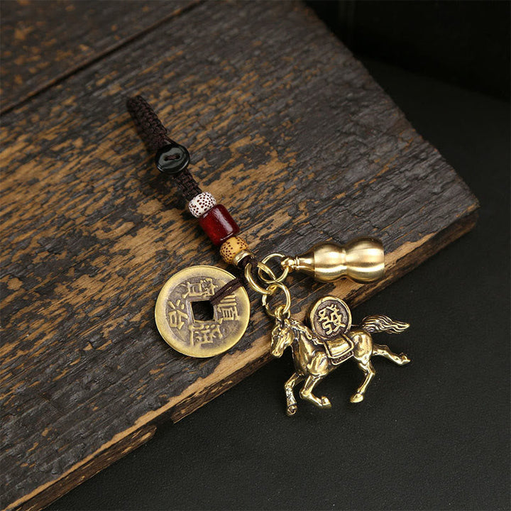 Schlüsselanhänger Pixiu Kupfer Münzen Five-Emperor Coins Gourd Horse