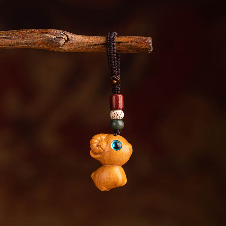 Schlüsselanhänger Sandelholz Bodhi Pferd Red Sandalwood Star Moon Bodhi Seed Goat