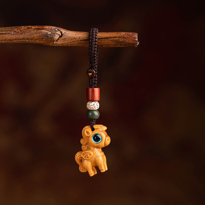 Schlüsselanhänger Sandelholz Bodhi Pferd Red Sandalwood Star Moon Bodhi Seed Horse