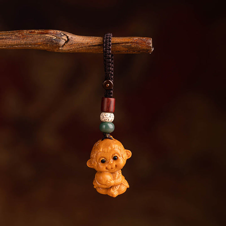 Schlüsselanhänger Sandelholz Bodhi Pferd Red Sandalwood Star Moon Bodhi Seed Monkey