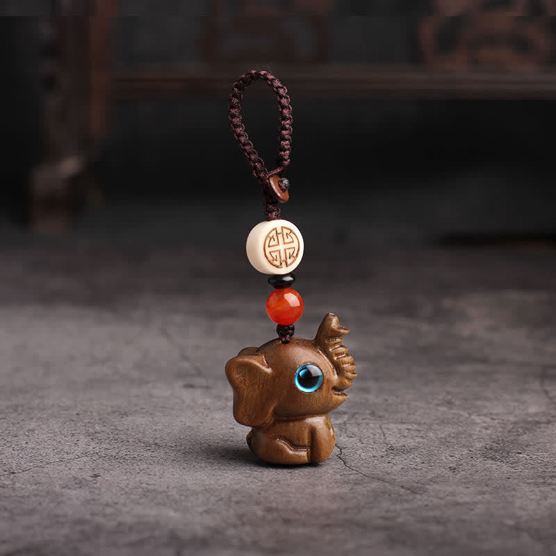 Schlüsselanhänger Sandelholz Elefant – Stärke Auspicious Symbol Green Sandalwood