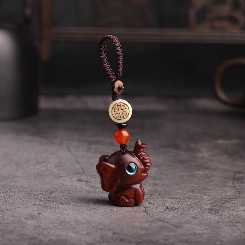 Schlüsselanhänger Sandelholz Elefant – Stärke Auspicious Symbol Red Sandalwood