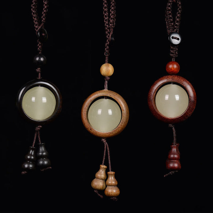 Schlüsselanhänger Sandelholz Kürbis – Glück Anhänger Holz spirituell Talisman Wohlstand