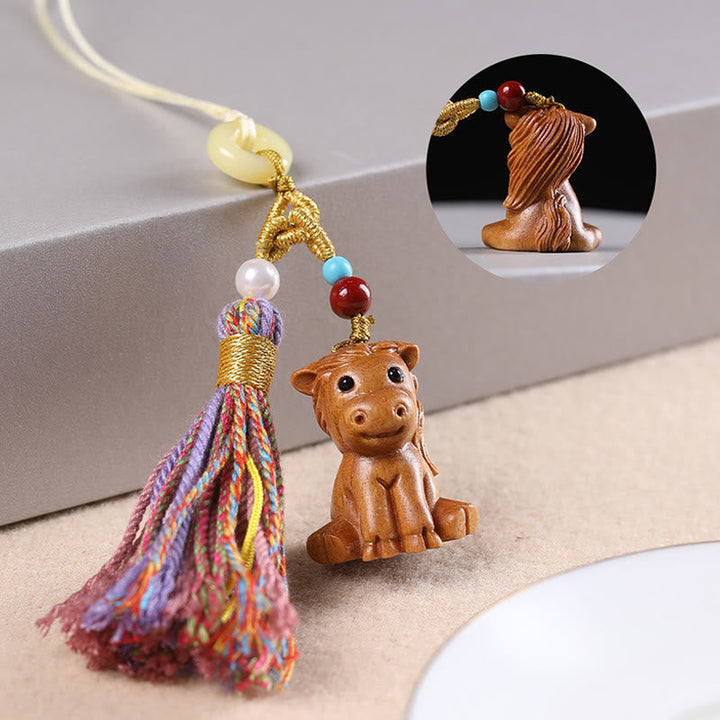 Schlüsselanhänger Sandelholz Tierkreis Quaste Horse