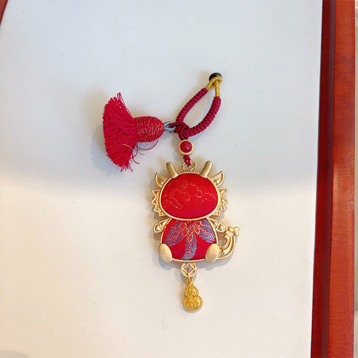 Schlüsselanhänger Tierkreis Brokat Quaste Dragon - Red