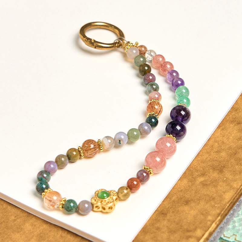 Schlüsselanhänger Turmalin Erdbeerquarz Amethyst