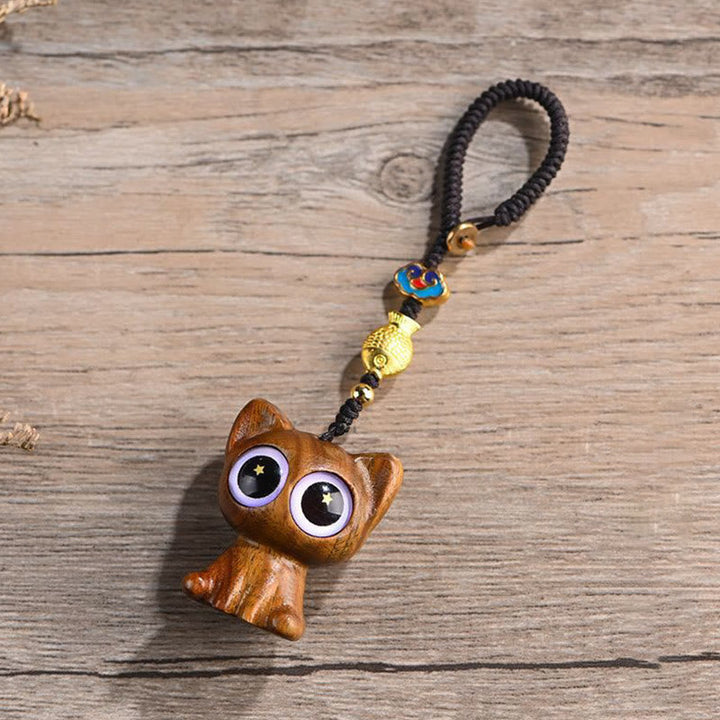 Schlüsselanhänger Winkekatze Sandelholz – Glück Green Sandalwood Cat Key Chain